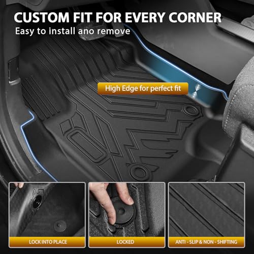 Powerty Floor Mats for 2017-2024 2025 2026 Ford F250/F350/F450 Super Duty Crew Cab Accessories All Weather TPE Custom Fit Truck Floor Liners 1st & 2nd Row - size: 3)Ford F250/F350/F450｜17-26｜1st & 2nd Row