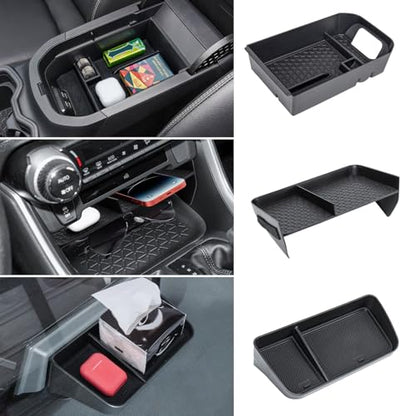 3PCS Center Console Organizer Tray and Armrest Storage Box Compatible with Toyota RAV4 2019-2022 2023 2024 2025 Dash Storage Tray Interior Accessories-Not for New 10.5'' Multimedia Display - size: 3 Pieces | Center Console, Armrest & Dash Set