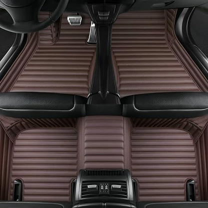 Add Personal Touch to Your Vehicle with IMEISH Customizable Logo Text Car Mats for 99% of vehiclesPads Protection Non-Slip Leather Floor Liners (Brown Stripe) - color: Brown stripe