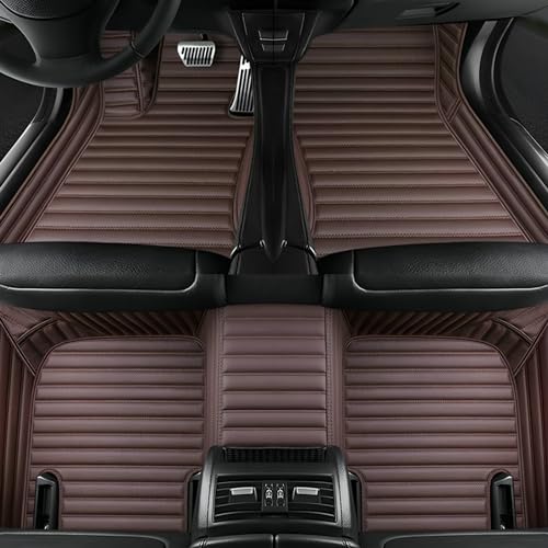 Add Personal Touch to Your Vehicle with IMEISH Customizable Logo Text Car Mats for 99% of vehiclesPads Protection Non-Slip Leather Floor Liners (Brown Stripe) - color: Brown stripe