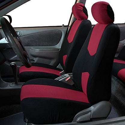 FH Group FB050102 Flat Cloth Seat Covers (Burgundy) Front Set – Universal Fit for Cars Trucks & SUVs - color: Burgundy, style: Seat Cover Front Set