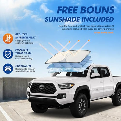 Car Cover Waterproof All-Weather,Heavy-Duty Outdoor Full Exterior Automobiles Truck(Length up to 210 inch) with Windshield Sun Shade Universal Fit Nissan Frontier,Ford F100,Chevy C10 S10 etc - size: Fit Truck Length up to 210 inch(PK-M)