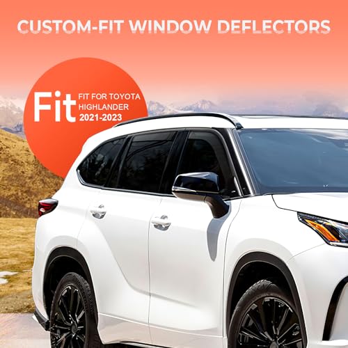 in Channel Rain Guards Fit for Toyota Highlander 2021 2022 2023 2024 2025 2026, Durable Side Window Wind Deflectors & Visors 2021-2026 Highlander Wind Deflectors 4 PCS - size: 2021-2024 Toyota Highlander (In-Channel)
