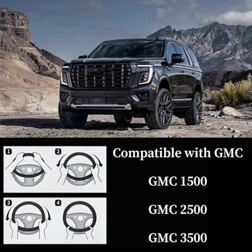 Yangday Leather Steering Wheel Cover for GMC Sierra 1500 2500 3500, 14.5-15 inches Car Steering Wheel Cover with Anti-Slip Massage Particle (Brown) - color: Brown