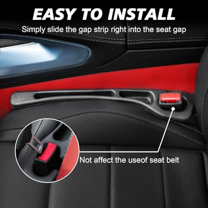 Car Seat Gap Filler 2 Pack, Built-in Storage Slot & Seat Belt Pass-Through Design, No-Readjust Gap Blocker Organizer for SUV Truck Sedan, Universal Fit Car Interior Accessories