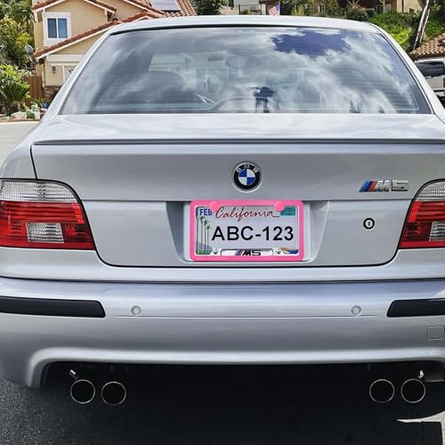 Pink License Plate Frame 2 Packs Aluminum Metal License Plate Holder for Car Universal Fit for Women - color: Pink
