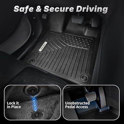 OEDRO Floor Mats Fit for 2019-2026 Chevrolet Silverado GMC Sierra 1500 & 2020-2026 2500HD 3500HD Crew Cab Bench Seat, All-Weather Protection Floor Liners, TPE Material Car Mats, Black - style: Bench Seat| Crew Cab| w/ underseat storage