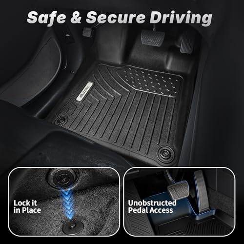 OEDRO Floor Mats Fit for 2013-2018 Hyundai Santa Fe GLS/Limited/Limited Ultimate/SE/SE Ultimate & Santa Fe Sport Base/2.0T/2.0T Ultimate 5-Seater TPE All Weather Custom Fit Floor Liners Car Mats Black - style: 13-18 Santa Fe 1st & 2nd Row