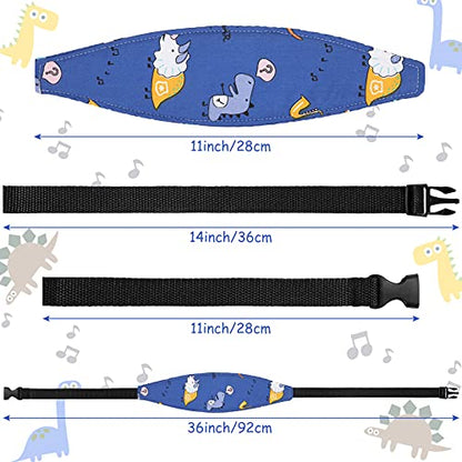 HESTYA 2 Pcs Carseat Head Support Toddler, Stroller Seat Headrest for Sleeping Traveling, Neck Relief Headband Strap for Kids Children Toddler Infant(Dinosaur and Bear) - color: Dinosaur and Bear