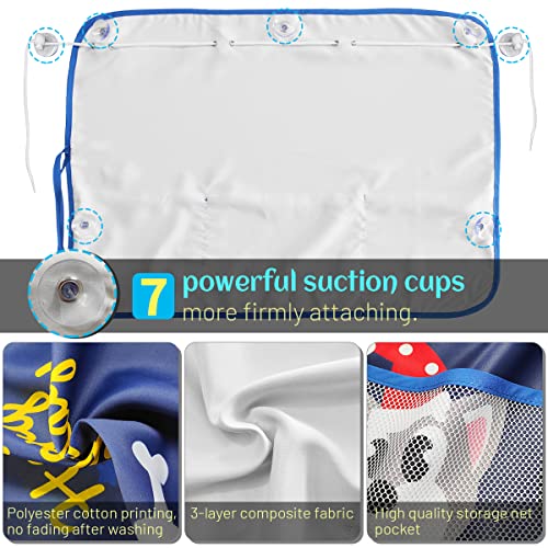 DIZA100 2 Pack Car Window Shade for Baby, Blackout Car Sun Shades with Storage Pockets, 7 Suction Cups, Blue, Cute Patterns for Sun/Heat/UV Rays Protection, Standard Passenger Cars - color: Blue-Cute Dogs 2PC