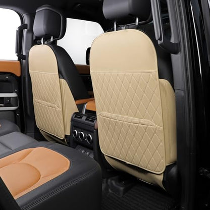 TAIKOO Seat Back Protector + Large Capacity Pocket Storage Organizer,Preventing The Impact of Children Stepping on The Seat Backrest (Style A-Beige) - color: Style A-Beige