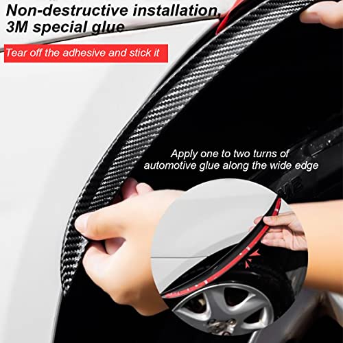 2PCS Wheel Tires Eyebrow Strip, 3D Carbon Fiber Automotive Fender Flare Arch Lip Trim Strip, 13'' Anti Collision Wheel Mudguard Strips with 3M Molding Tape, Car Accessories for Most Vehicle