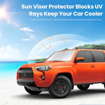 Car Windshield Sun Shade for 4Runner 2003-2009-Sunshade for Front Window Cover Custom Fit Toyota RAV4 4Runner Sequoia Land Cruiser Sun Visor Protector 210T Fabric Foldable Shades Block UV Ray (M+ - size: For 4runner 2003-2009