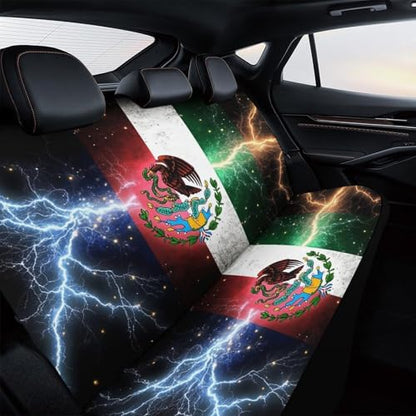 Breathable Comfortable Back Seat Covers Compatible with 90% Vehicles Car Accessories for All Seasons, Non Fade Cool Lightnings Eagle Mexico Flag Seat Cushion Pad Mat Covers - color: Pattern 136