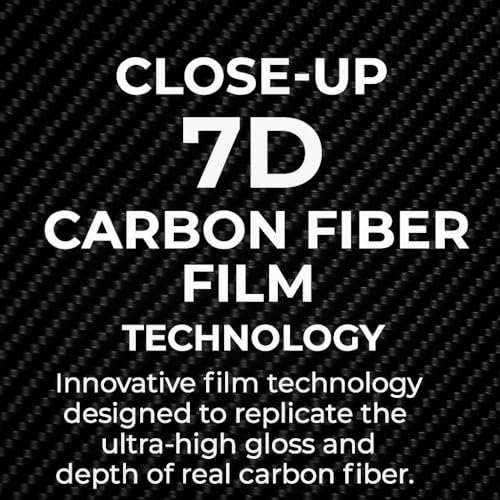 RockRose 7D Super Glossy Black Carbon Fiber Vinyl Wrap, Anti-Wrinkle, Air Release Automotive Bubble Wrap, Self Adhesive Car Vinyl Sticker DIY Decals 1FT x 5FT - color: 7D Black, size: 1FT x 5FT