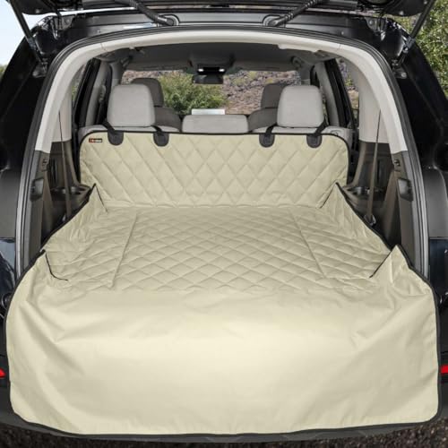 4Knines SUV Cargo Liner for Dogs – Dog Trunk Cover – Heavy-Duty, Waterproof Pet Seat Protector – Durable Cargo Liners for Dogs – USA-Based Company - Small (Tan) - color: Tan, size: Small