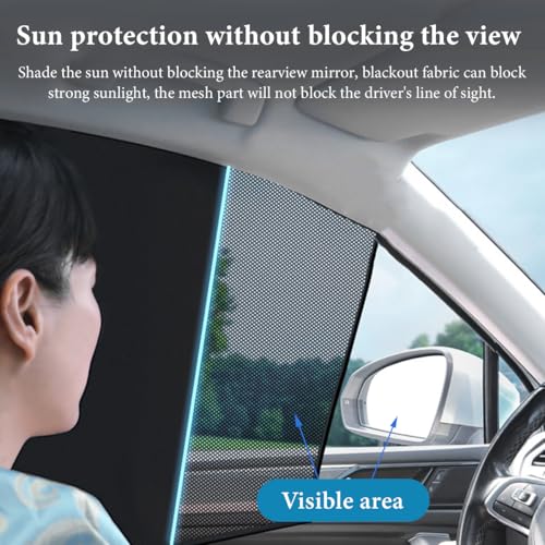 2PCS Car Window Shades, Magnetic Curtains Auto Front Seat Side Window Covers with Half Shade, Double Layer Mesh Sun Block UV Protection Covers for Driver Passenger (Vertical) - color: Vertical