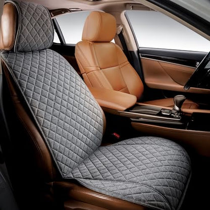 IVICY Faux Linen Front Car Seat Cover – Durable, Non-Slip Seat Protector for Cars – 1 Unit, Cool Gray - color: GRAY HYB LN