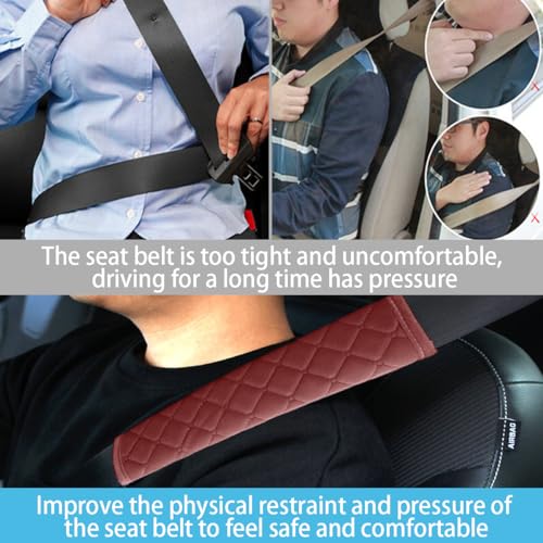 JOYCOURT 2PCS Universal Car Seatbelt Pad Cover, Long Crystal Velvet Shoulder Cover Kit for Adults and Children, Helps Avoid Friction on Shoulder and Neck, Fits All Cars and Packs - color: Red
