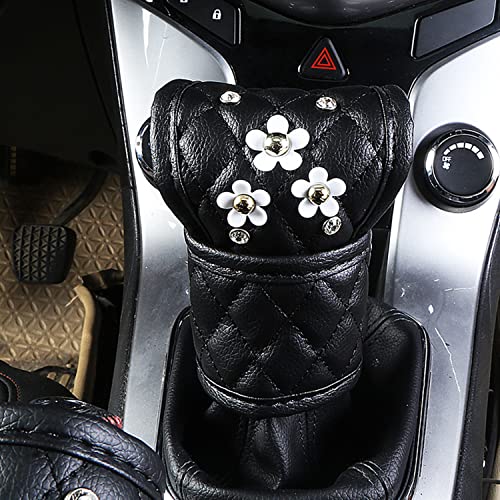 Plush Auto Gear Shift Knob Cover with Crystal Glitter Bling Rhinestones for Girls,Lady Universal Fit (Bling) (Little Daisy) - color: Little Daisy