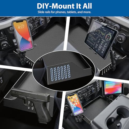 All Metal Front Center Seat Headrest Organizer Compatible with 2011-2025 2026 Ford F150 F250 F350 F450 F550 F650, Center Console Container Storage Box Armrest Tray Accessories (Jump Seat Only) - style: Organizer