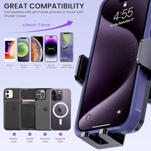GUWEZ Universal Car Vent Phone Mount: 360° Swivel Holder for Smartphones, Secure Hands-Free Cradle for Easy Navigation & Calls - style: Windshield/Dashboard/Vent-B