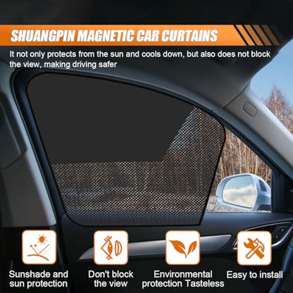 Car Front & Rear Side Window Sunshade, Magnetic Automotive Windshield Privacy Curtain with Half Shade, Mesh Sun Protection Cover Blocks Heat, Glare, UV Rays for Driver Passenger (4PCS) - size: Front & Rear (4PCS)