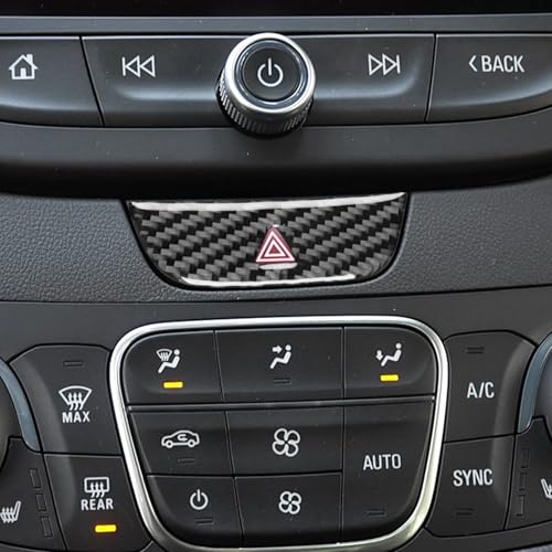 Black Carbon Fiber Compatible with Chevrolet Malibu 2016-2025 2017 2018 2019 2020 2021 2022 2023 2024 Accessories Car Hazard Warning Flasher Light Switch Cover Interior Trim Decal - color: Dash Warning Light Button