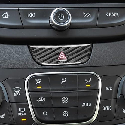 Black Carbon Fiber Compatible with Chevrolet Malibu 2016-2025 2017 2018 2019 2020 2021 2022 2023 2024 Accessories Car Hazard Warning Flasher Light Switch Cover Interior Trim Decal - color: Dash Warning Light Button