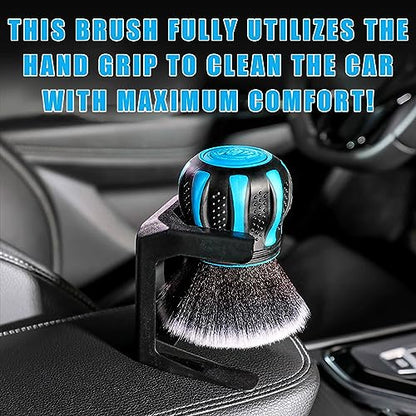 Ziciner Ultra Soft Detailing Brushes, Car XL Synthetic Brush Comes with Storage Rack, Auto Interior Dusting Brush Cleaning Tool Covers Large Area Inside or Outside Vehicles (Lake Blue) - color: Lake Blue
