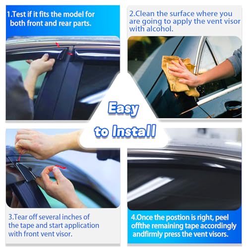 in-Channel Window Rain Guards Compatible with 2011-2023 Dodge Charger 4PC Window Visors Vent Shade Deflector - size: 11-23 Dodge Charger