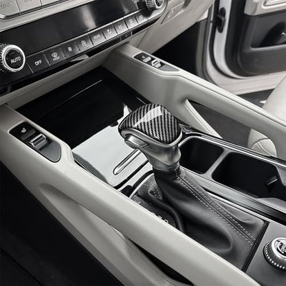 Car Knob Gear Protector, ABS Auto Shift Gear Cover, Gear Cover, Compatible with Kia Telluride 2020-2024 Accessories (Carbon Fiber Pattern) - color: Carbon Fiber Pattern