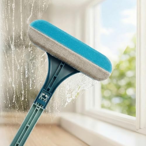 Window Screen Cleaning Brush,2 in 1 Window Screen Cleaner Tool with Squeegee,Mesh Screen Cleaner,Multi-Purpose Cleaning Brush for Patio, Door, Porch Screens (Blue and Yellow) - color: Blue and Yellow
