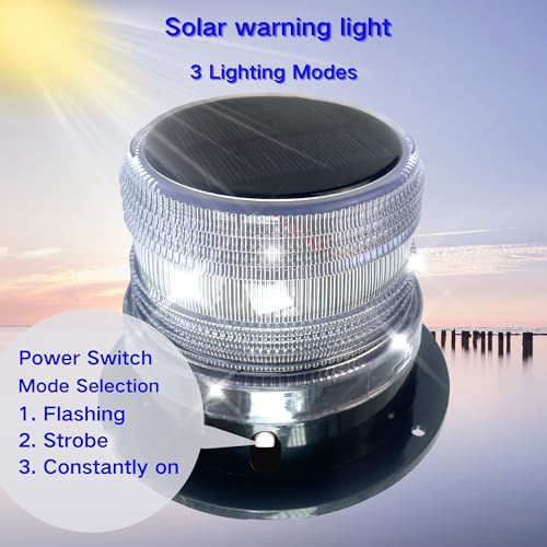 Cloud Fire LED Anchor Light for Boat Yacht, Magnetic Solar Powered Navigation Lamp, IP65 Waterproof & Dustproof, Strobe Warning Light, PC Material,4 Modes (Flashing, Strobe, Steady,Rotation), White - color: White light