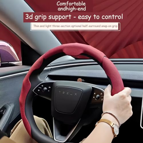 Car Steering Wheel Cover, Nappa Leather 15 Inch Snap-On 3PCS Set Vehicle Steer Wheel Wrap Protector, Non-Slip Automotive Interior Protection Accessories, Universal Fit (Beige) - color: Beige