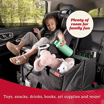 Lusso Gear Car Seat Organizer - Built-In Car Cup Holders & Mesh Pockets - Foldable Back Seat Organizer with Handles - Kids Road Trip Essentials - 9 Compartments, Black Oxford - color: Black