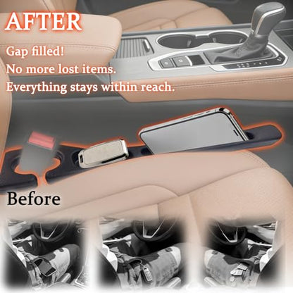 Car Seat Gap Filler Organizer Compatible with All Toyota RAV4 Accessories | Seat Gap Plug Blocker with Storage Slot | Car Screen Cleaning Cloth