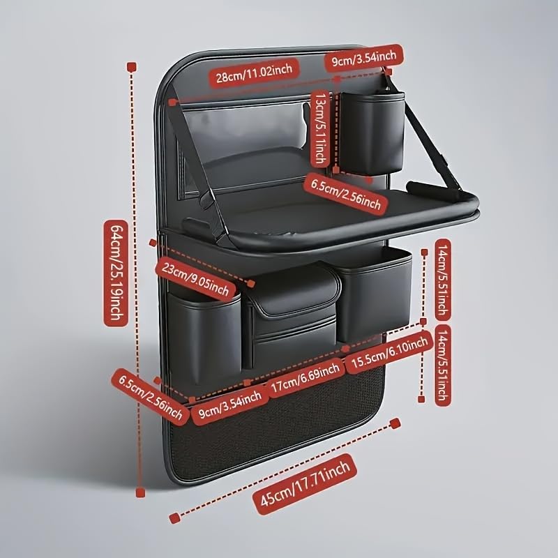 Car Backseat Organizer with Foldable Table Tray - Universal Auto Seat Back Organizer with Tablet Holder, Kick Mats Protector, Storage Pockets for SUV Sedan