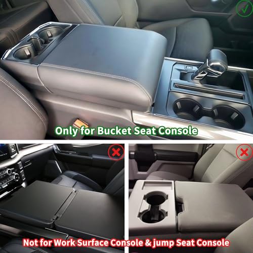 Zxiaochun Center Console Cover for 2021 2022 2023 2024 2025 2026 Ford F150, Armrest Lid Leather Protector, Middle Console Cushion Interior Accessories (Bucket Seat Only) - size: For 2021+ F150 Bucket Console