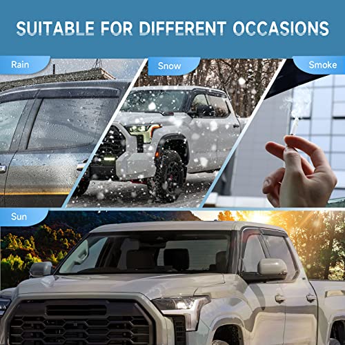 Smoke Rain Guards Fit for Toyota Tundra CrewMax 2022 2023 Tape-On Side Shatterproof Window Visor, Window Deflectors, Vent Deflectors, 4-Piece Set - size: Fit for Toyota Tundra 2022-2023 Tape On