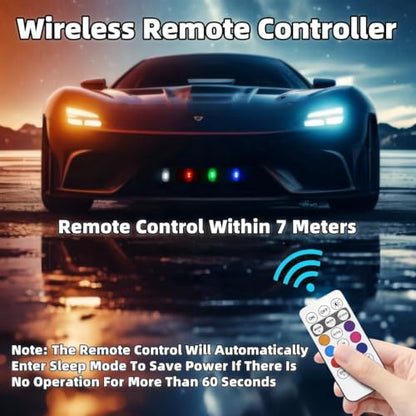 6PCS Wireless LED Strobe Lights with Remote Control, Wireless LED Warning Lights 8 Colors USB Charge IP65 Waterproof Anti-Collision, for Car Interior Motorcycle Bike Drone Car Truck RC Aircraft