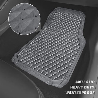 CAR PASS Gray Rubber Car Mats, All-Weather Floor Mats Full Set Durable Anti-Slip 3D Rhombus Waterproof Automotive Pad Trim to Fit Liner Universal Fit for Sedan SUV Truck Van, 4 Pcs All Gray Rubber - color: Gray