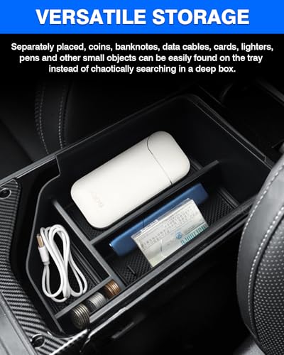 Autorder Center Console Organizer for 2022 2023 2024 2025 Kia EV6 Accessories Armrest Storage Box Secondary Insert Tray with Anti-slip Mat - size: 1PC Armrest Storage Box