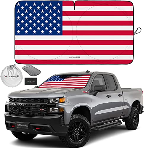 Autoamerics 1-Piece Windshield Sun Shade Original American Flag USA Patriotic Design - Foldable Car Front Window Sunshade for Sedans SUV Truck - Blocks Max UV Rays and Keeps Your Vehicle Cool - Large - color: USA ORIGINAL FLAG, size: LARGE = 64 x 33.5 inc