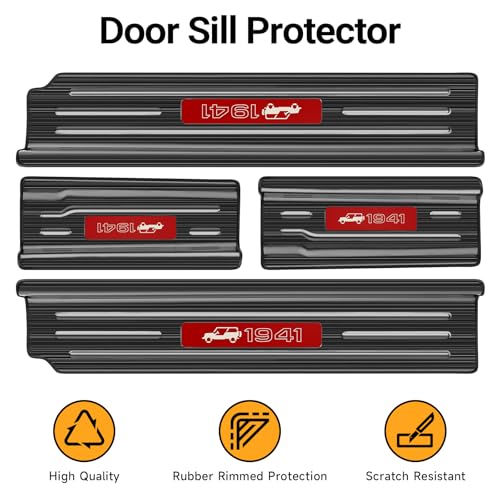 Upgraded Door Sill Guards Compatible with Jeep Wrangler JL JLU 2018-2025 2026 & Gladiator JT 2020-2025 2026 Accessories Stainless Steel Door Entry Guard (4-Door Brushed Black) - size: 4-Door Brushed Black