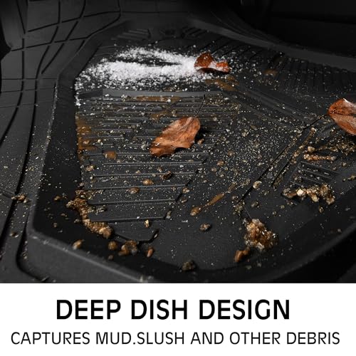 CAR PASS Heavy Duty Rubber Car Mats, Deep-Dish 2-Piece Car Floor Mats Front Only, All Weather Protection Universal Trim-to-Fit for SUVs Trucks Sedans, Waterproof Anti-Slip, Black - color: Front Only Black