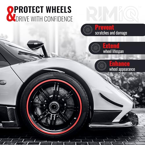 RIMiQ PROTECTiQ PRO Universal Rim Protection Trim - Curb Rash Guard with Award-Winning 3/8" Patented Design and Premium 3M Tape - Fits Up to 4X 24 Wheels, Cars, Trucks, SUVs - Red - color: Red, size: Protectiq Pro