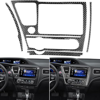 Auto Center Console Multimedia Navigation Display Screen AC Control Panel Sticker Real Carbon Fiber Interior Trim Compatible with Honda Civic 9 Coupe/Sedan 2013 2014 2015 Accessories Black - color: Center Console Multimedia Navigation Display Screen Ac Co
