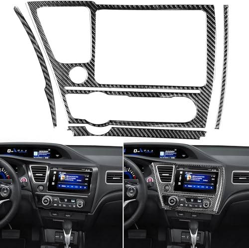 Auto Center Console Multimedia Navigation Display Screen AC Control Panel Sticker Real Carbon Fiber Interior Trim Compatible with Honda Civic 9 Coupe/Sedan 2013 2014 2015 Accessories Black - color: Center Console Multimedia Navigation Display Screen Ac Co
