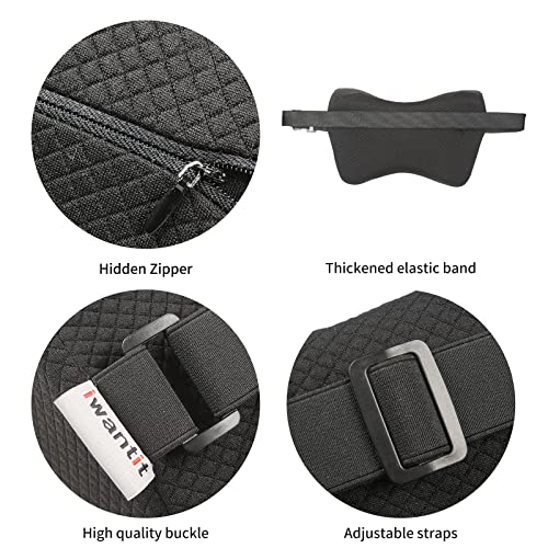iwantit® Car Neck Pillows with Memory Foam, Neck Supporting for Long Time Driving, Adjustable Straps and Comfy Outer Cover(Black,1Package, Large Size)
